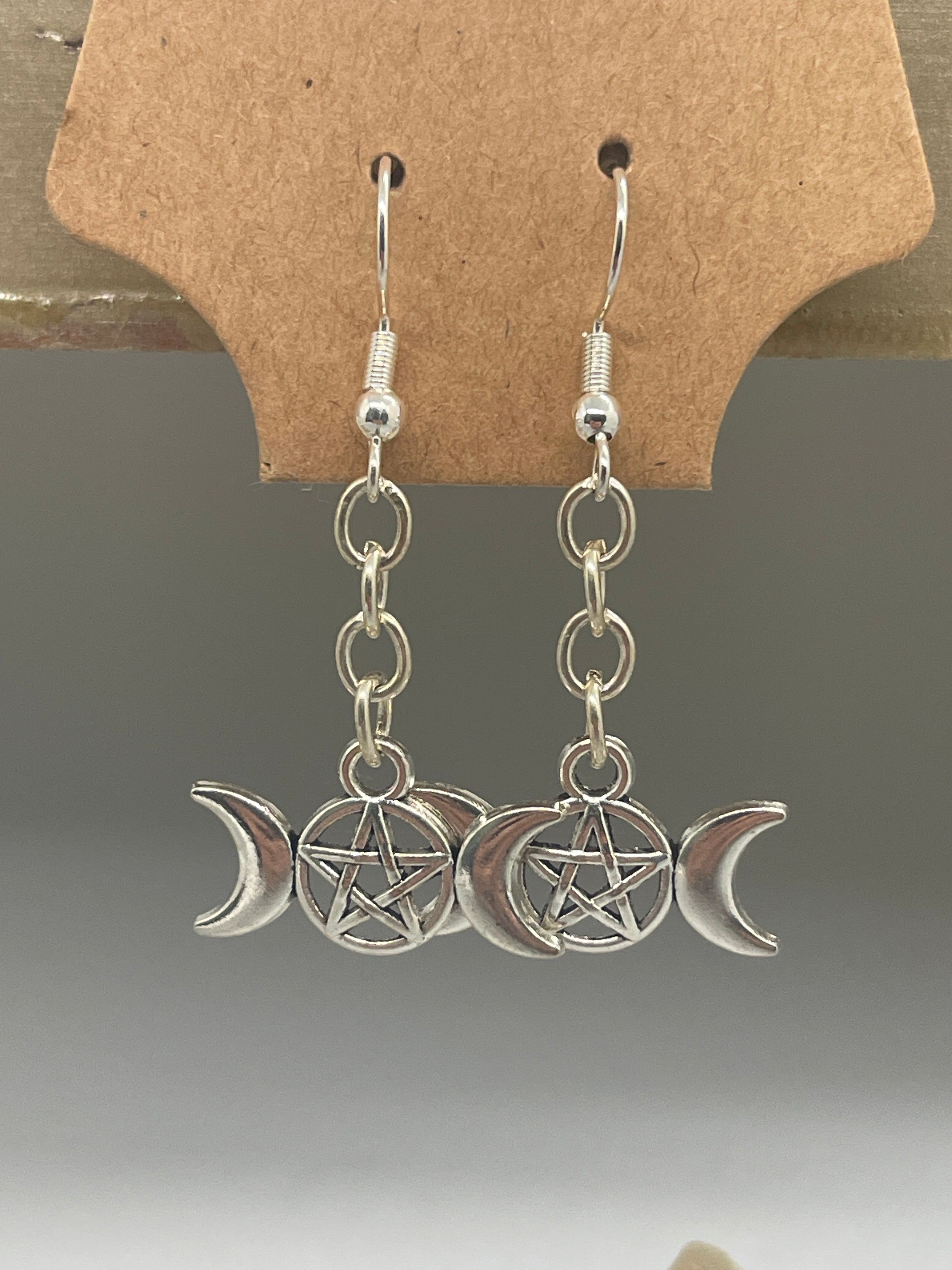 Dangle Pentagram & Mini moon Earrings